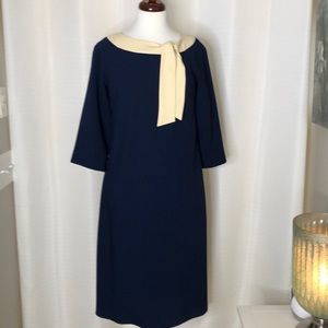 Navy Sheath Dress with Bow